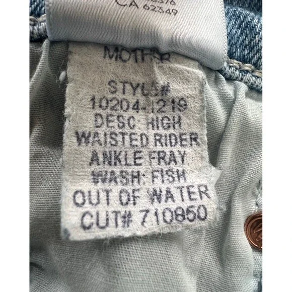 Mother Women’s High Waisted Rider Ankle Fray Jeans in Fish Out of Water Size 32 - Picture 11 of 16